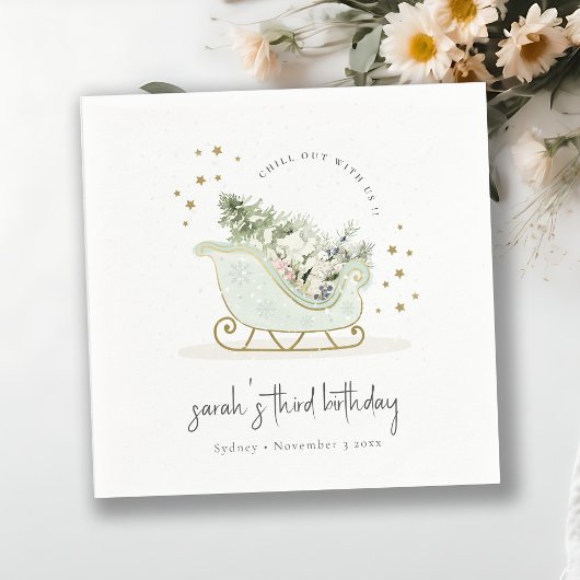 Cute Aqua Blue Winter Sleigh Elke avond Servet