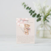 Cute Aqua Blush Beer Ballonboeken voor Baby shower Informatiekaartje (Staand voorkant)