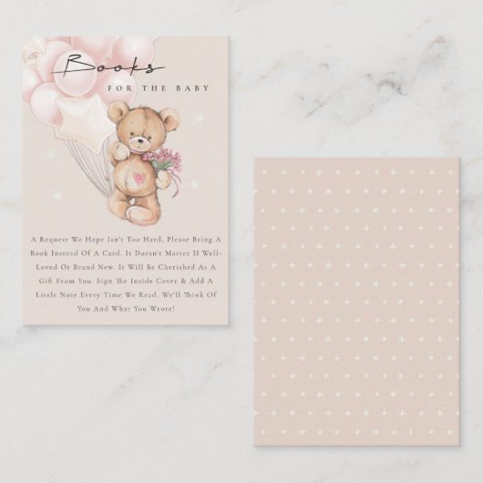 Cute Aqua Blush Beer Ballonboeken voor Baby shower Informatiekaartje (Voorkant / Achterkant)