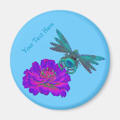 Cute Aqua Dragonfly on Flower Magnet (Voorkant)