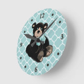 Cute Aqua en Brown Teddy Bear Wall Clock Ronde Klok (Hoek)
