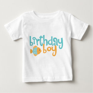 Cute Aqua en Oranje Fish Birthday Boy