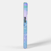 Cute aqua glitter paarse marmer monogram Case-Mate iPhone case (Achterkant / Rechts)