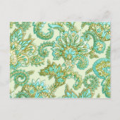 Cute Aqua Gold Paisley Floral Pattern Briefkaart (Voorkant)