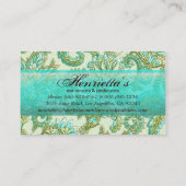 Cute Aqua Gold Paisley Floral Pattern Visitekaartje (Achterkant)