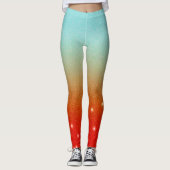 Cute Aqua Graduing to Red/Oranje >Girly Leggings (Voorkant)