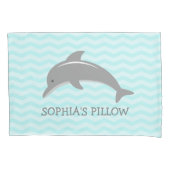 Cute aqua gray dolphin kinder slaapkamer kussen kussensloop (Voorkant)