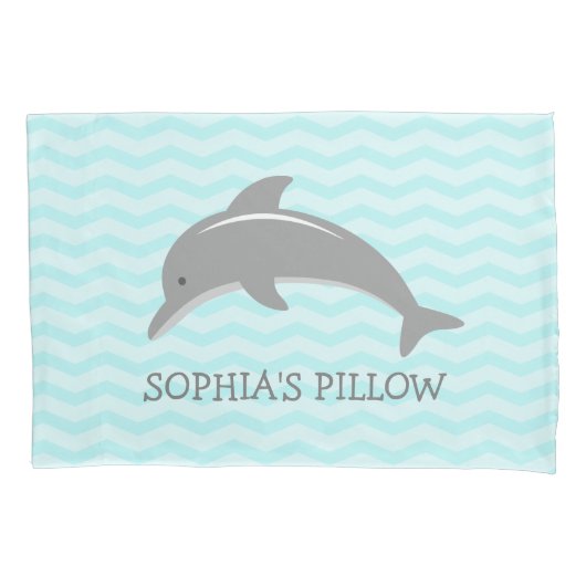 Cute aqua gray dolphin kinder slaapkamer kussen kussensloop (Voorkant)