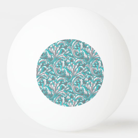 Cute aqua gray naadloze florale patroonlamp pingpongbal (Voorkant)