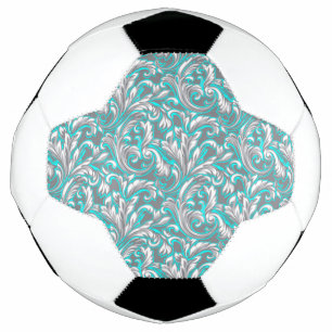 Cute aqua gray naadloze florale patroonlamp voetbal