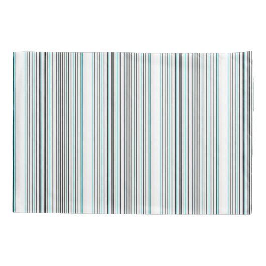 Cute aqua gray stripes kussensloop (Achterkant-Links)