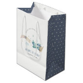 Cute Aqua Green Blue Biplane Cloud Heart Birthday Medium Cadeauzakje (Voorkant Gekanteld)