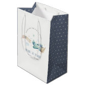 Cute Aqua Green Blue Biplane Cloud Heart Birthday Medium Cadeauzakje (Achterkant Gekanteld)