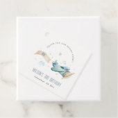 Cute Aqua Green Blue Kinder Plane Clouds Birthday Bedankjes Labels (In situ)