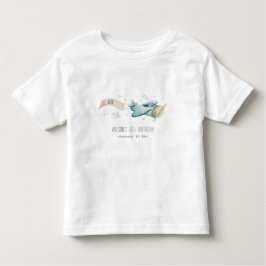 Cute Aqua Green Blue Kinder Plane Clouds Birthday Shirts
