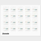 Cute Aqua Green Blue Plane Cloud Heart Address Vierkante Sticker (Vel)