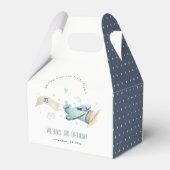 Cute Aqua Green Blue Plane Cloud Heart Birthday Bedankdoosjes (Achterkant)