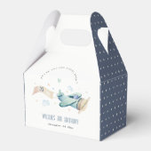 Cute Aqua Green Blue Plane Cloud Heart Birthday Bedankdoosjes (Voorkant Zijde)