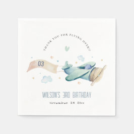 Cute Aqua Green Blue Plane Cloud Heart Birthday Servet