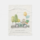 Cute Aqua Green Teddy Balloon Gift Party Car Fleece Deken (Voorkant)