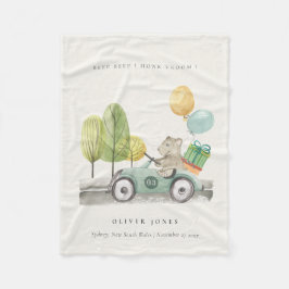 Cute Aqua Green Teddy Balloon Gift Party Car Fleece Deken