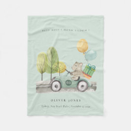 Cute Aqua Green Teddy Balloon Gift Party Car Fleece Deken