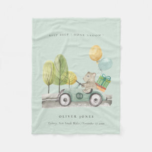 Cute Aqua Green Teddy Balloon Gift Party Car Fleece Deken