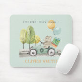 Cute Aqua Green Teddy Balloon Gift Party Car Muismat (Met muis)