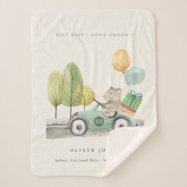 Cute Aqua Green Teddy Balloon Gift Party Car Sherpa Deken