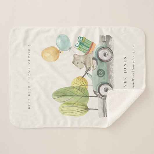 Cute Aqua Green Teddy Balloon Gift Party Car Sherpa Deken (Voorkant (horizontaal))