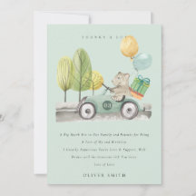 Cute Aqua Groen Verjaardagsfeest Teddy Auto voor e