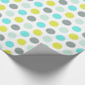 Cute Aqua Mint Blue Yellow Polka Dot Pattern Cadeaupapier (Hoek)