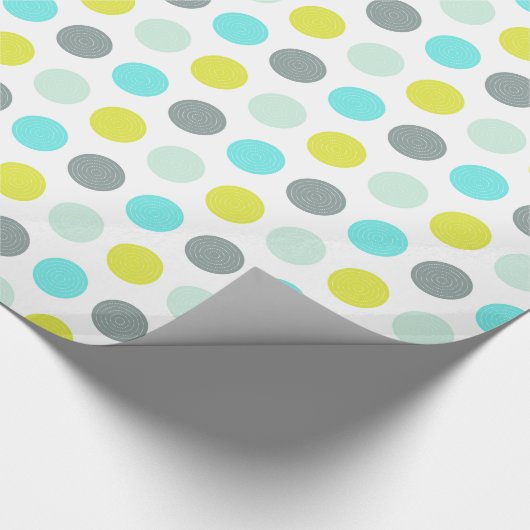 Cute Aqua Mint Blue Yellow Polka Dot Pattern Cadeaupapier (Hoek)