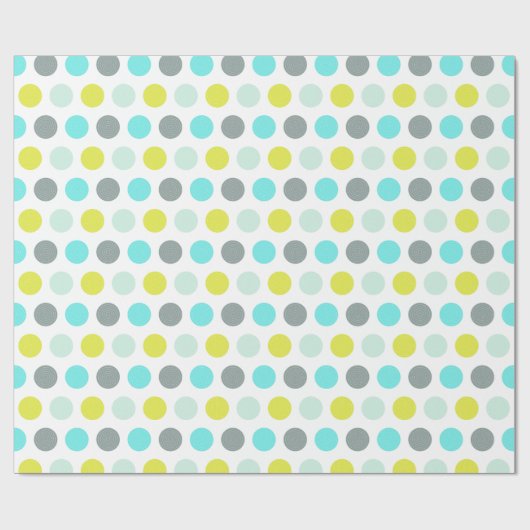 Cute Aqua Mint Blue Yellow Polka Dot Pattern Cadeaupapier (Vlak)