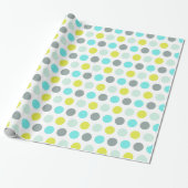 Cute Aqua Mint Blue Yellow Polka Dot Pattern Cadeaupapier (Uitgerold)