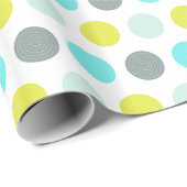 Cute Aqua Mint Blue Yellow Polka Dot Pattern Cadeaupapier (Rol Hoek)