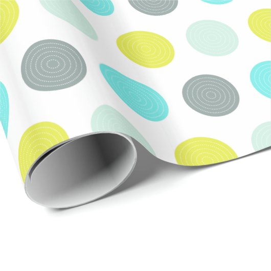 Cute Aqua Mint Blue Yellow Polka Dot Pattern Cadeaupapier (Rol Hoek)