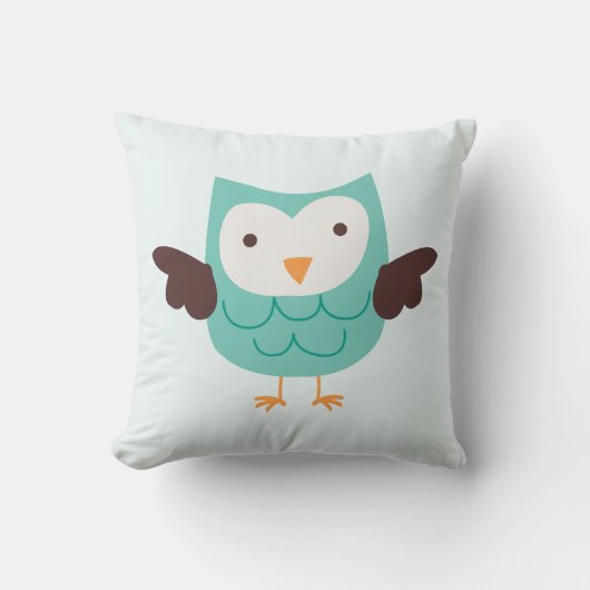 Cute Aqua Owl Kussen (Voorkant)