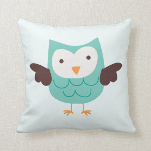 Cute Aqua Owl Kussen