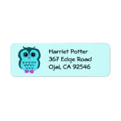 Cute Aqua Owl Pink Feet Etiket (Voorkant)
