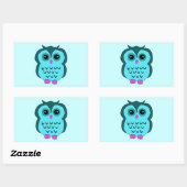 Cute Aqua Owl Pink Feet Rechthoekige Sticker (Vel)