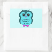 Cute Aqua Owl Pink Feet Rechthoekige Sticker (Tas)