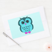 Cute Aqua Owl Pink Feet Rechthoekige Sticker (Envelop)