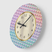 Cute Aqua Paars Pink Blue Mermaid Scales Grote Klok (Hoek)