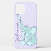 Cute aqua paarse baby, zittende olifant Case-Mate iPhone case (Achterkant)