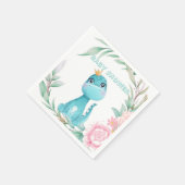 Cute Aqua Princess Dinosaur Baby shower Servet (Hoek)