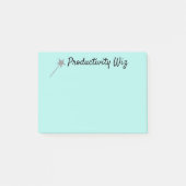Cute Aqua Productivity WIZ Post It Notes (Voorkant)