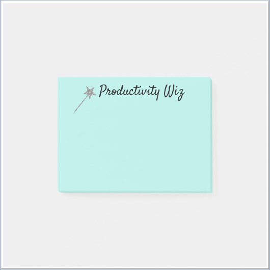 Cute Aqua Productivity WIZ Post It Notes