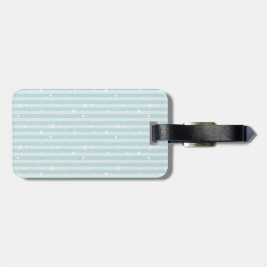 Cute Aqua Stripes Mr en Mrs Custom Photo Bagagelabel (Achterkant horizontaal)