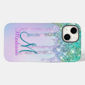 Cute Aqua Turquoise Unicorn Glitter Drivers monogr Case-Mate iPhone Case (Achterkant (horizontaal))